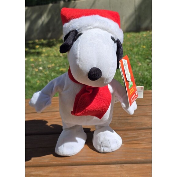 Snoopy Gemmy  Christmas Santa Hat  12" Side Stepper Music Peanuts Theme Tested - Picture 1 of 9